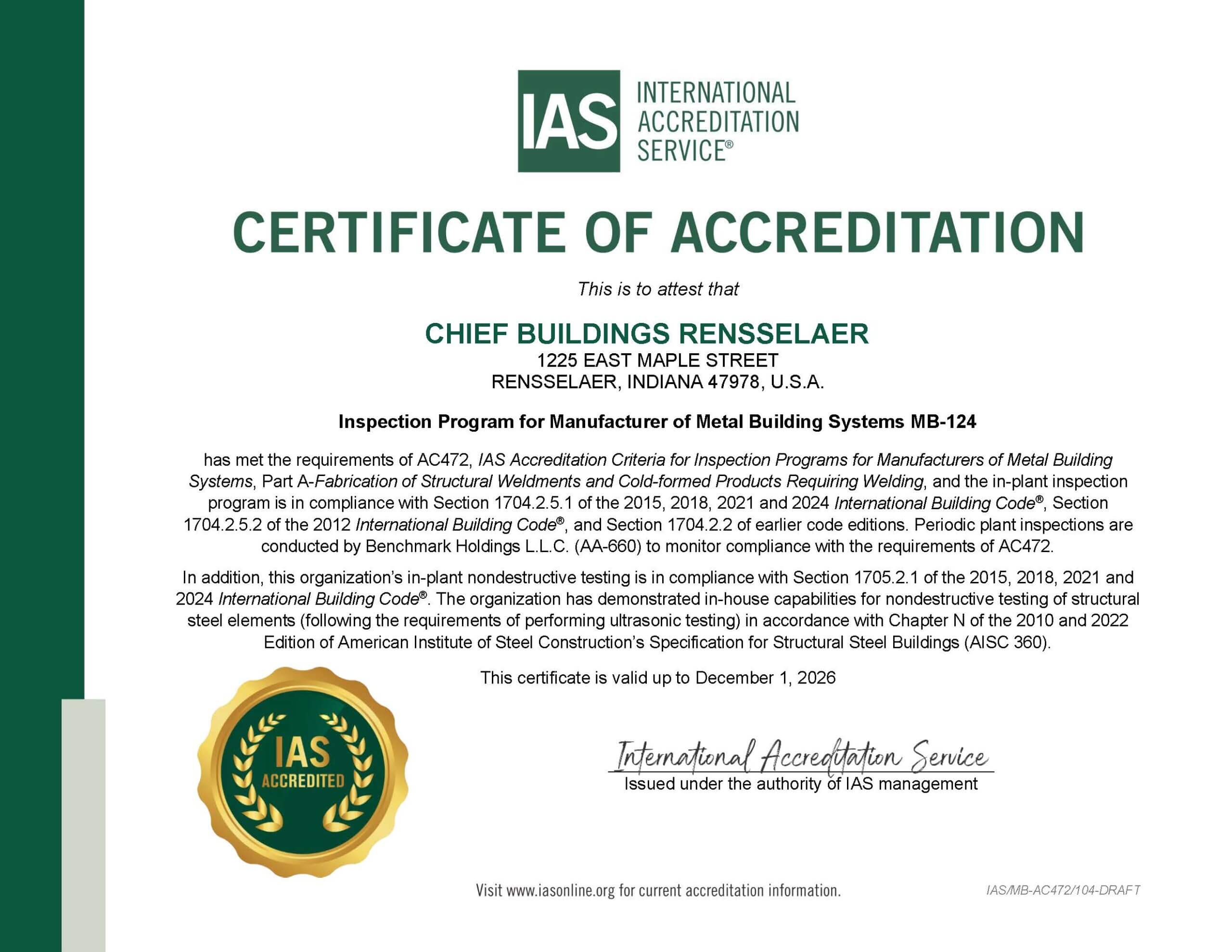 IAS accreditation Indiana